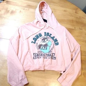 Taz Cropped Hoodie Long Island NYC Tasmanian Devil Cartoon Character Large
